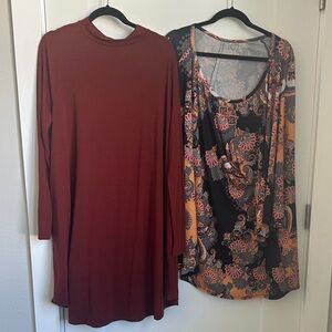 Zenana Outfitters Maroon and Floral Tunic Set